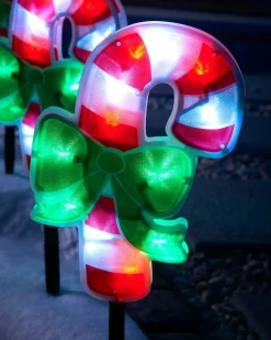WeRChristmas Pathway Lights^Set Of 4 Pre-Lit Candy Cane Pathway Lights, 24 Cm