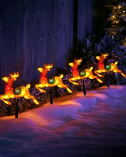 WeRChristmas Pathway Lights^Set Of 4 Reindeer Silhouette Pathway Stake Lights, 26 Cm