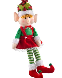WeRChristmas Novelty|Figurines^Set Of 2 Sitting Elf Figurines, 46 Cm