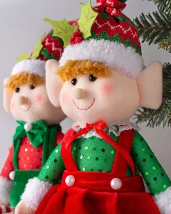WeRChristmas Novelty|Figurines^Set Of 2 Sitting Elf Figurines, 46 Cm