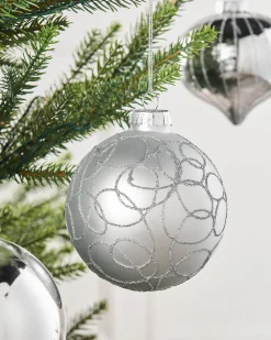 WeRChristmas Glass Baubles^Silver Glass Baubles, 6 Pack, 10 Cm