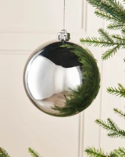 WeRChristmas Oversized Baubles|Shatterproof Baubles^Silver Large Gloss Shatterproof Bauble, 15 Cm