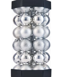 WeRChristmas Shatterproof Baubles^Silver Shatterproof Baubles, 42 Pack, 6 Cm