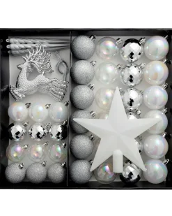 WeRChristmas Shatterproof Baubles^Silver Shatterproof Baubles Set, 50 Pack