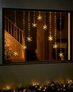 WeRChristmas Window Silhouettes|Curtain & Net Lights^Snowflake Curtain Light String, 1.2 M