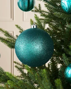 WeRChristmas Oversized Baubles|Shatterproof Baubles^Teal Large Glitter Shatterproof Bauble, 15 Cm