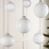 WeRChristmas Glass Baubles^White Glass Baubles, 6 Pack, 10 Cm