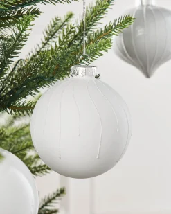 WeRChristmas Glass Baubles^White Glass Baubles, 6 Pack, 10 Cm
