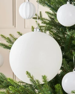WeRChristmas Oversized Baubles|Shatterproof Baubles^White Large Glitter Shatterproof Bauble, 20 Cm
