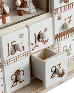 WeRChristmas Novelty|Table Decorations^Wooden House Advent Calendar Christmas Decoration, 37cm, Beige